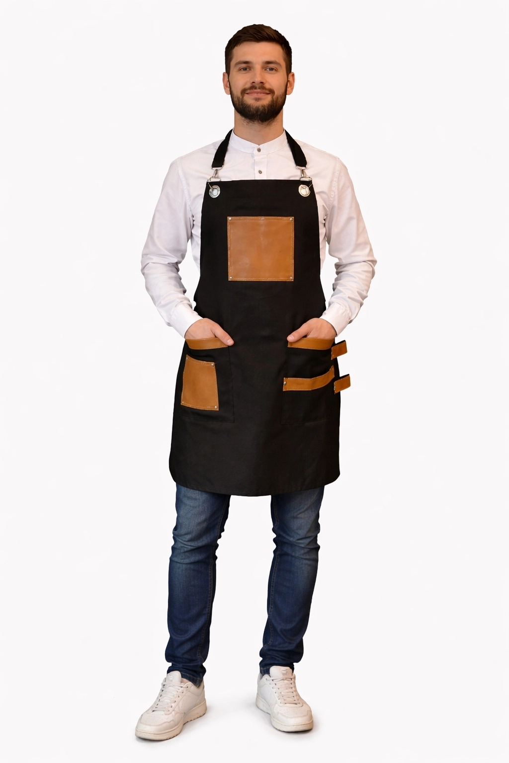 Trend Deri Cep Detaylı Chef Garson Önlükleri