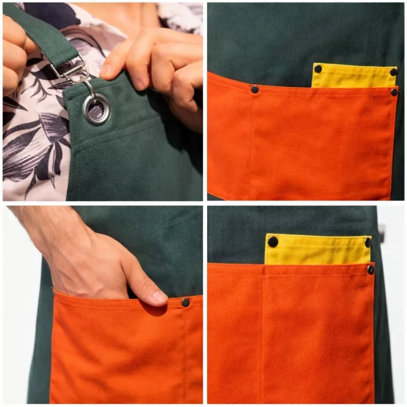 Trend Çapraz Askılı Koyu Yeşil Barista Garson Önlük