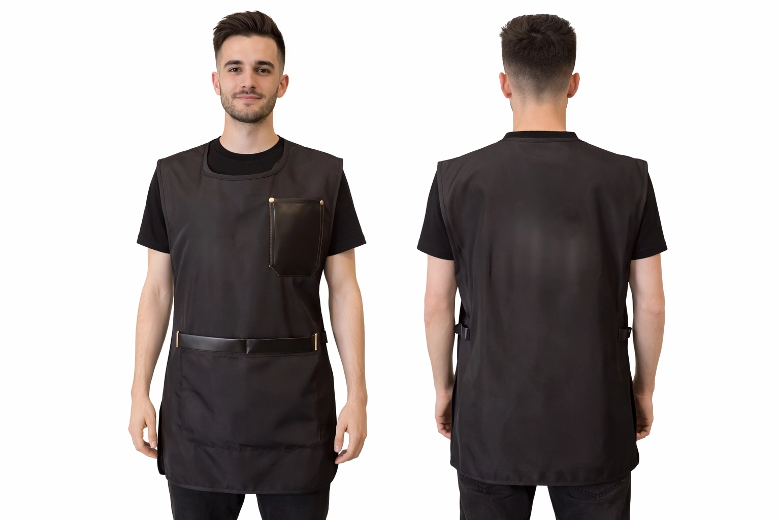 Deri Detaylı Yelek Önlük Logosuz