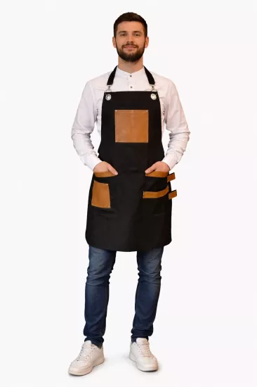 Trend Deri Cep Detaylı Chef Garson Önlükleri