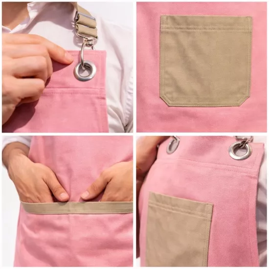 Pembe Trend Ayarlanabilir Cafe Restorant Önlüğü
