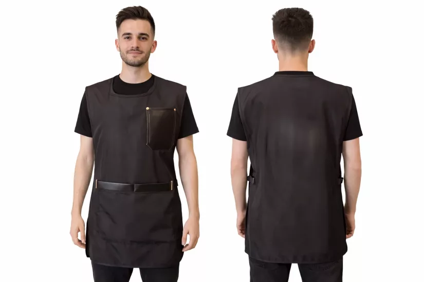 Deri Detaylı Yelek Önlük Logosuz