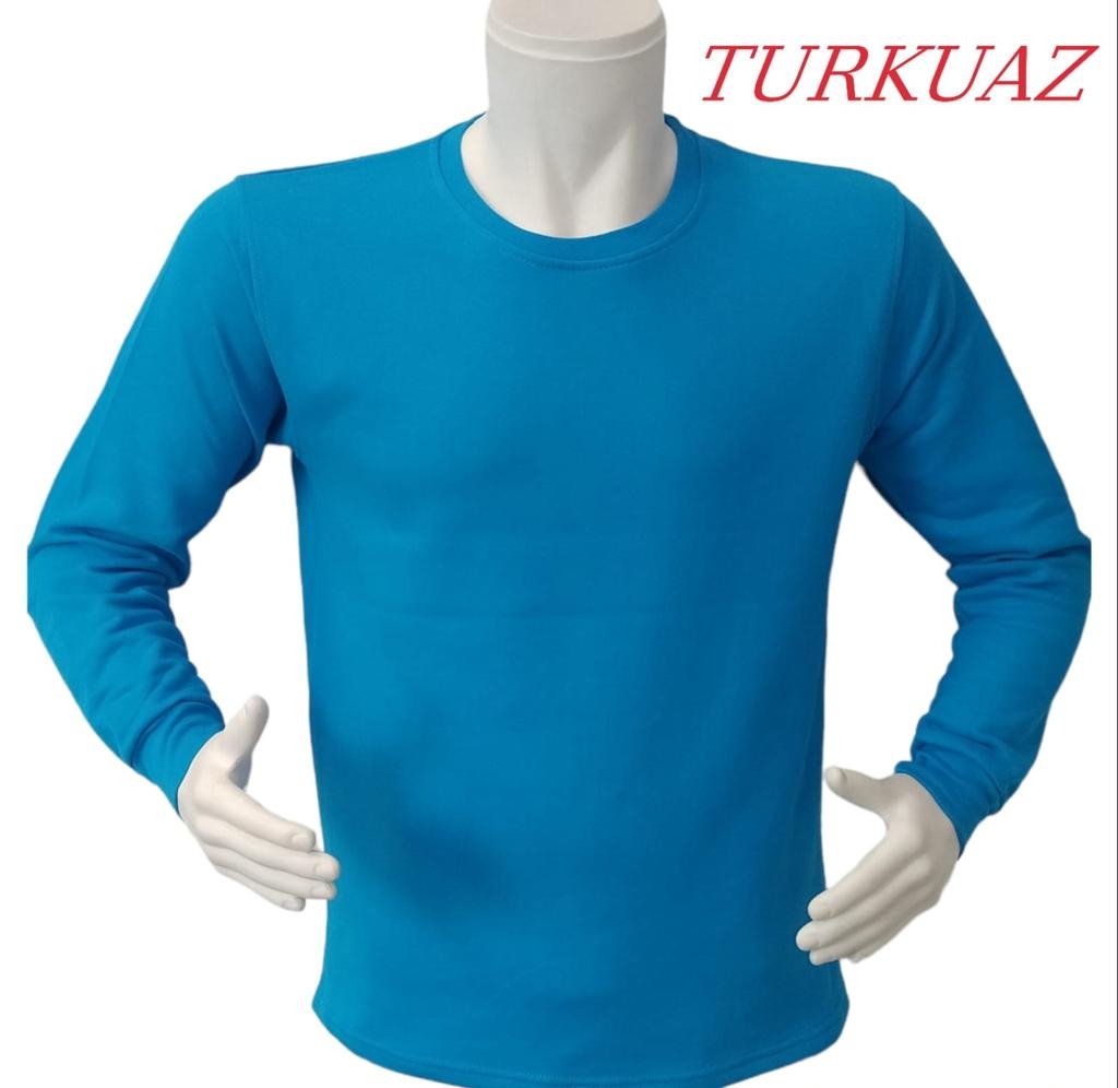 Sıfır Yaka Uzun Kollu T-Shirt