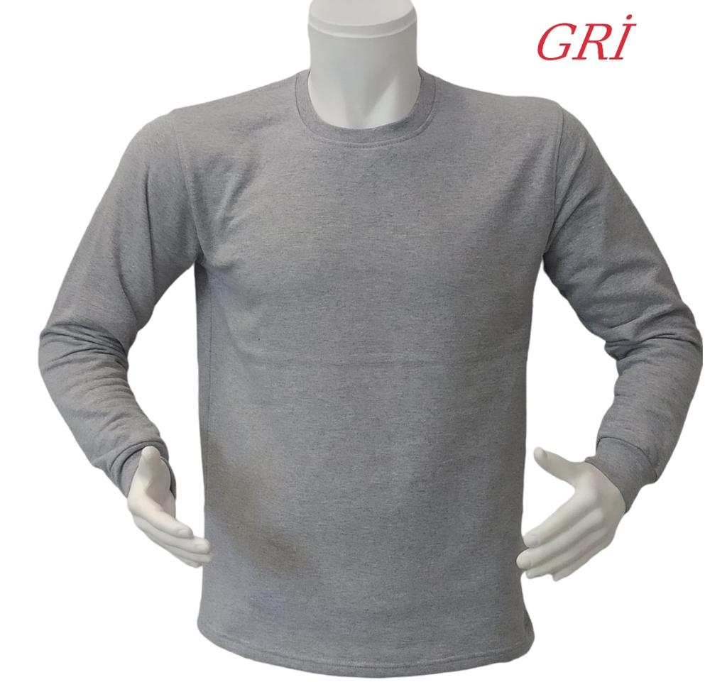 Sıfır Yaka Uzun Kollu T-Shirt