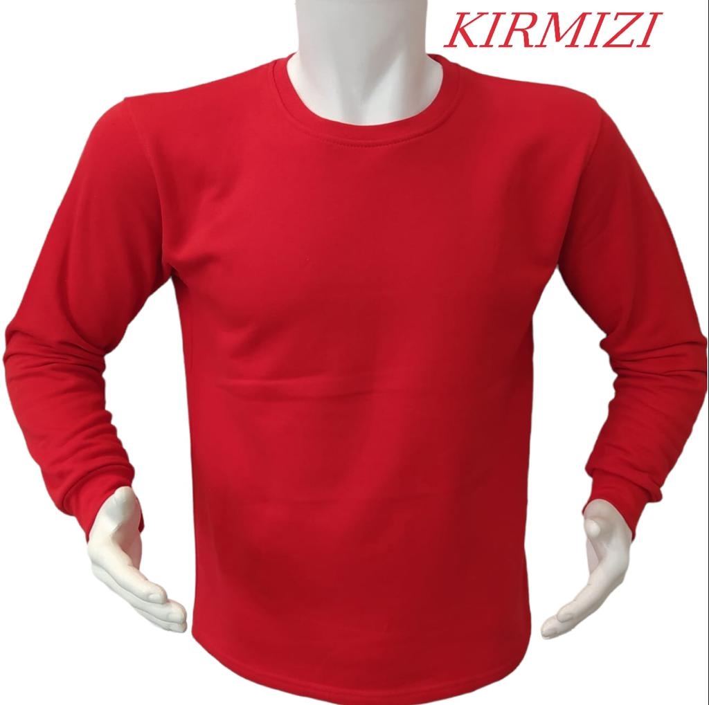 Sıfır Yaka Uzun Kollu T-Shirt
